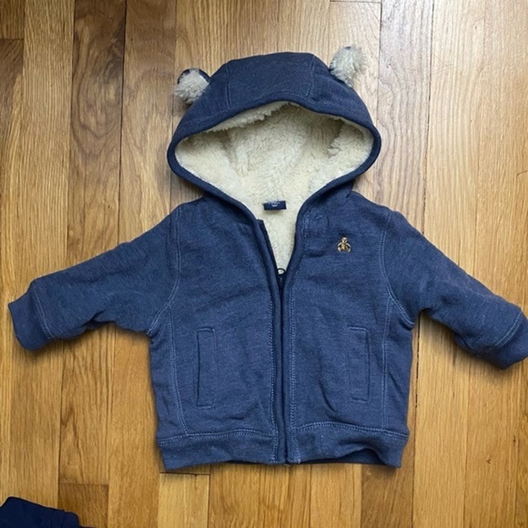 Baby Gap Sherpa Lined Hoodie Zip Up 6-12M - Picture 1 of 7